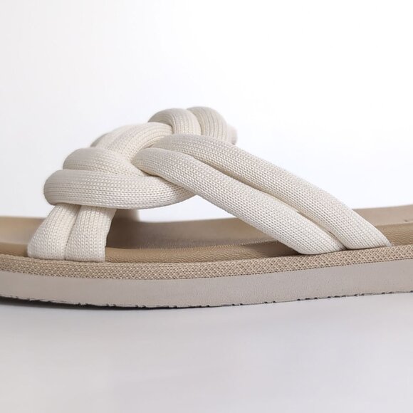 ROTHY'S The Summer Sandal White Sand Knotted Slide Sandals Womens Size 9.5 - Picture 8 of 9